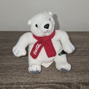 Coca Cola Coke Polar Bear Plush 4" Christmas Ornament.